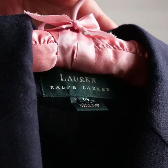 1990s Lauren Ralph Lauren gold bouillon crest navy wool twill blazer - Picture 6 of 9